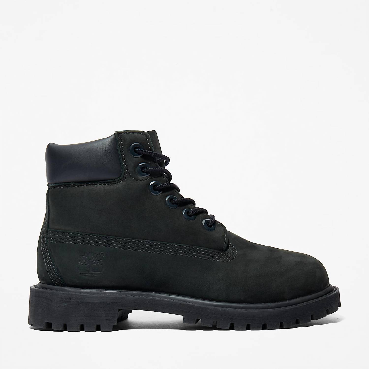 New Timberland Boys Premium Waterproof 6-Inch Padded Collar Boots In Black